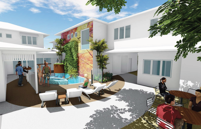 Share accommodation in Cairns | Cairns Kangarooms Student living Artist Impression - Poolside lounging